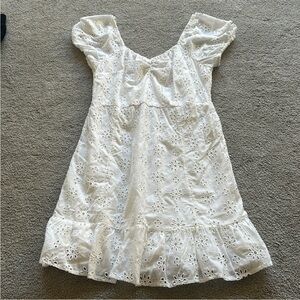 White Floral Embroidered Dress